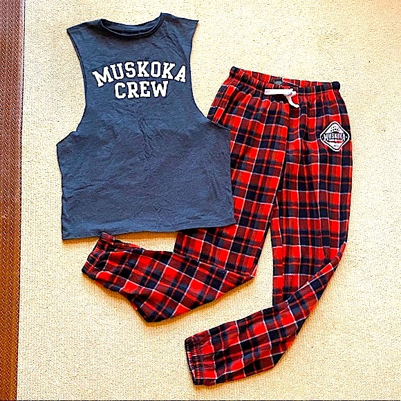 MUSKOKA BUNDLE - Muskoka Bearwear Plaid Joggers + Campus Crew Muscle Tank Top